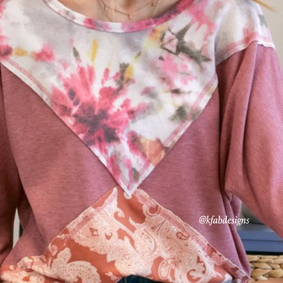 LAST 2! Color Block Paisley/Tie Dye Print Super Soft Top! - Picture 8 of 8
